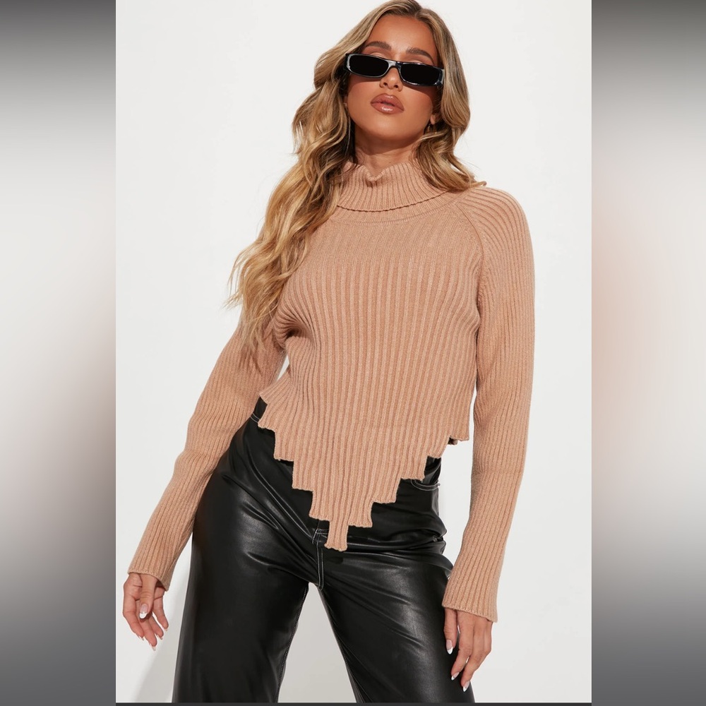 Live It Up Turtleneck Sweater - Taupe